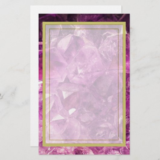 Amethyst Gemstone Afbeelding Shiny and Sparkly Briefpapier (Voorkant / Achterkant)