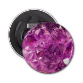 Amethyst Gemstone Afbeelding Shiny and Sparkly Button Flesopener (Voorkant)