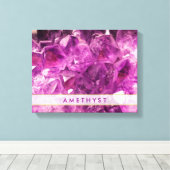 Amethyst Gemstone Afbeelding Shiny and Sparkly Canvas Afdruk (Insitu (Houten vloer))