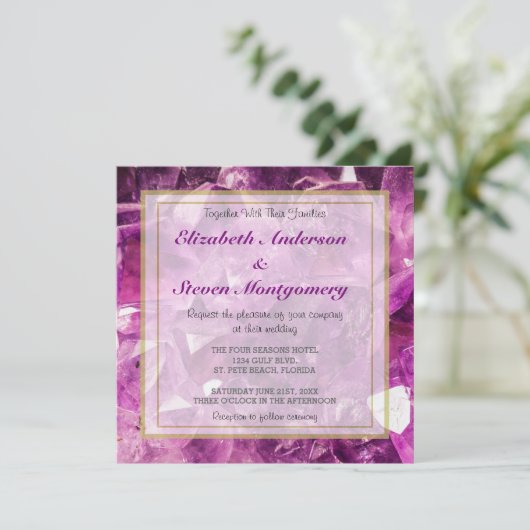 Amethyst Gemstone Afbeelding Shiny and Sparkly Kaart (Staand voorkant)