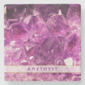 Amethyst Gemstone Afbeelding Shiny and Sparkly Stenen Onderzetter (Voorkant)