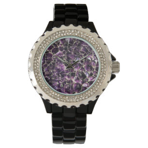 Amethyst Gemstone Crystal Print Horloge