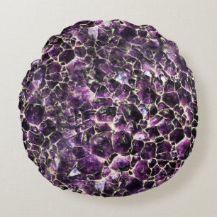 Amethyst Gemstone Crystal Print Rond Kussen