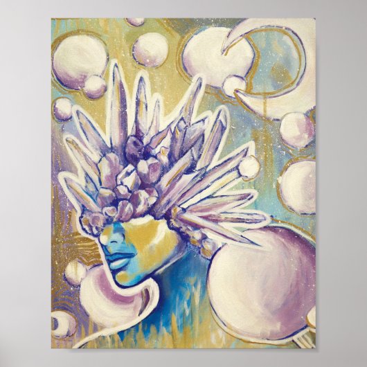 Amethyst Gemstone Fantasy Feministische Abstracte  Poster (Voorkant)
