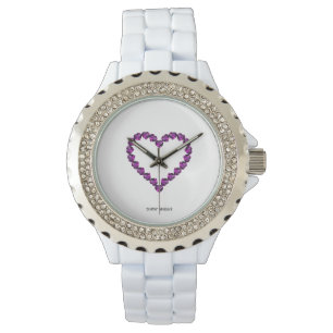 Amethyst Gemstone Heart Paars Horloge