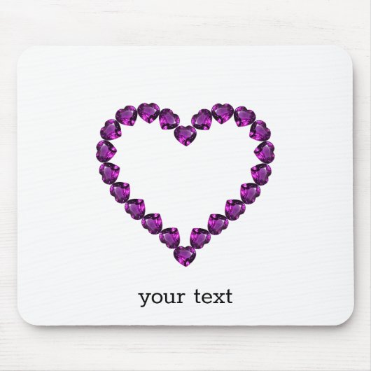 Amethyst Gemstone Heart Paars Muismat (Voorkant)