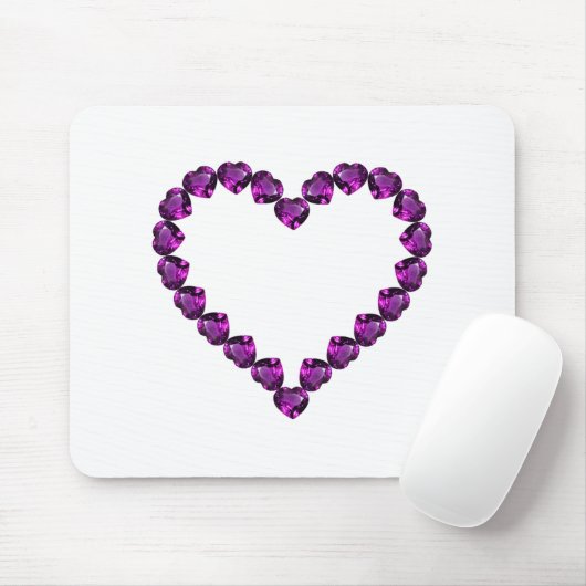 Amethyst Gemstone Heart Paars Muismat (Met muis)