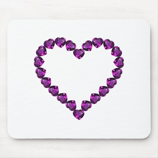 Amethyst Gemstone Heart Paars Muismat (Voorkant)