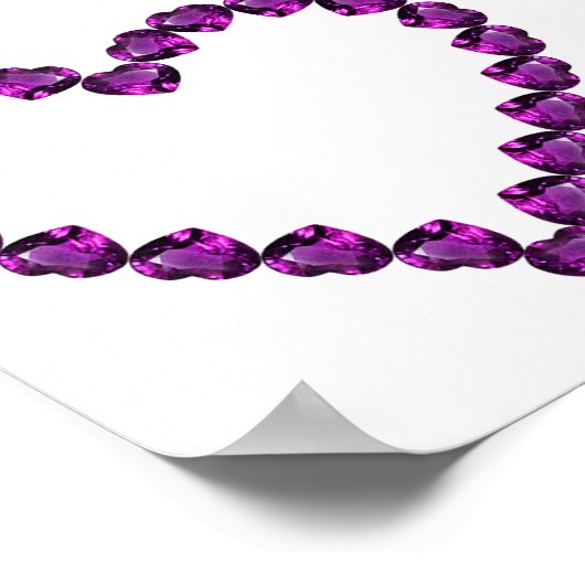 Amethyst Gemstone Heart Paars Poster (Hoek)
