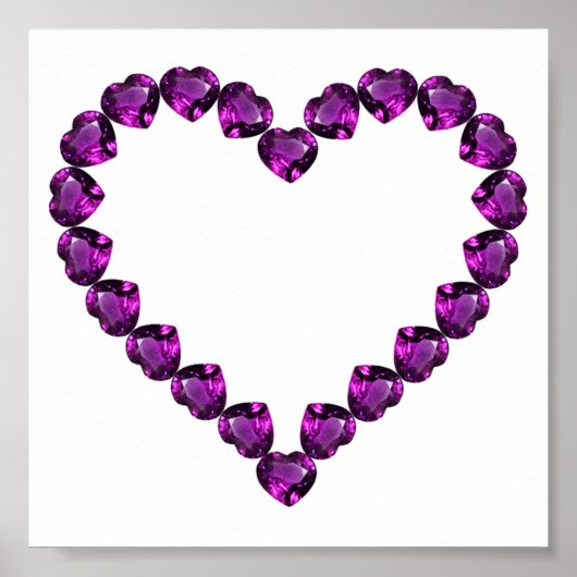 Amethyst Gemstone Heart Paars Poster (Voorkant)