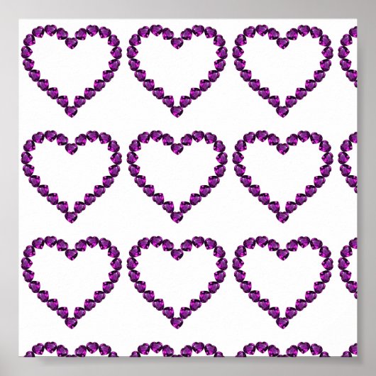 Amethyst Gemstone Heart Paars Poster (Voorkant)