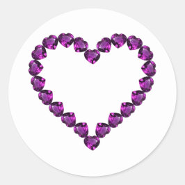 Amethyst Gemstone Heart Paars Ronde Sticker