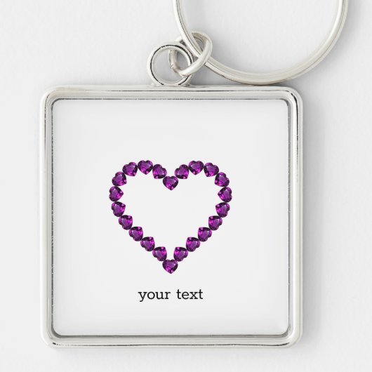 Amethyst Gemstone Heart Paars Sleutelhanger (Voorkant)