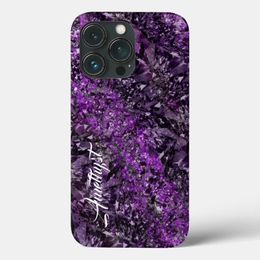 Amethyst Gemstone met Name Hoesje-Mate iPhone Case (Achterkant)