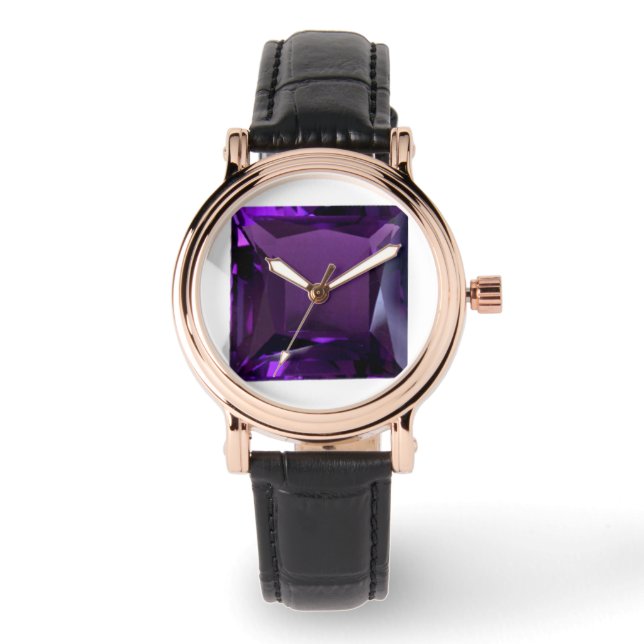 Amethyst Gemstone Paars Horloge (Voorkant)