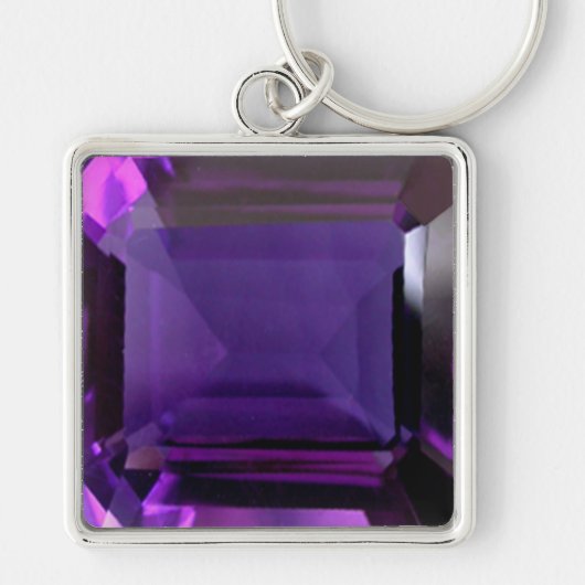 Amethyst Gemstone Paarse Sleutelhanger (Voorkant)