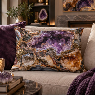 Amethyst Geode 16x12 Accentkussen Accent Kussen