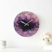 Amethyst Geode Depiction Wall Clock Gold Numeriek Grote Klok (Huis)