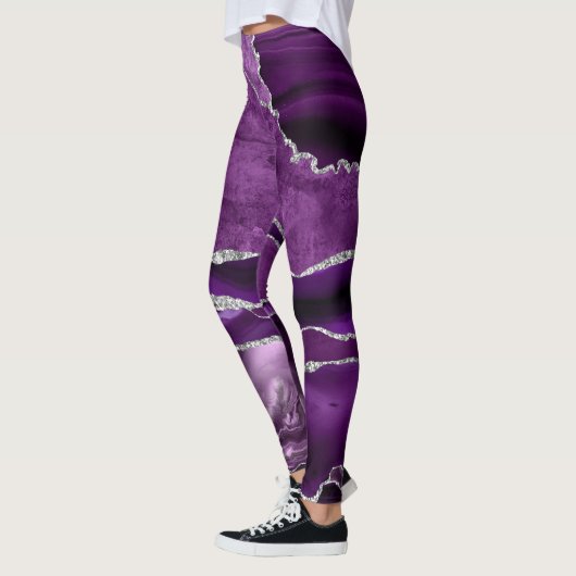 Amethyst Geode Glans Band Paars Violet Leggings (Links)
