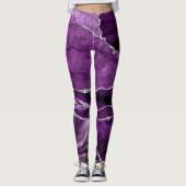 Amethyst Geode Glans Band Paars Violet Leggings (Voorkant)