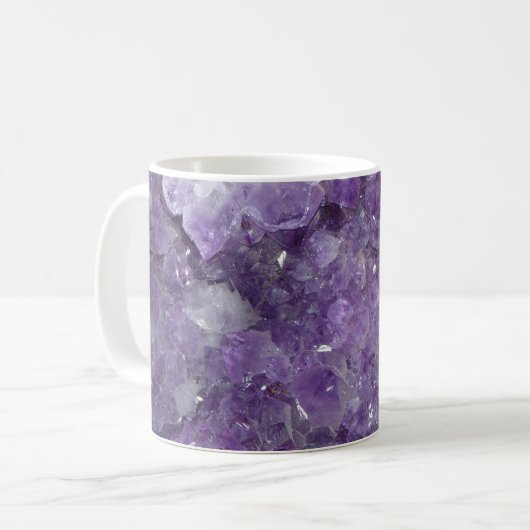 Amethyst Geode - Violet Crystal Gemstone Koffiemok (Voorkant links)