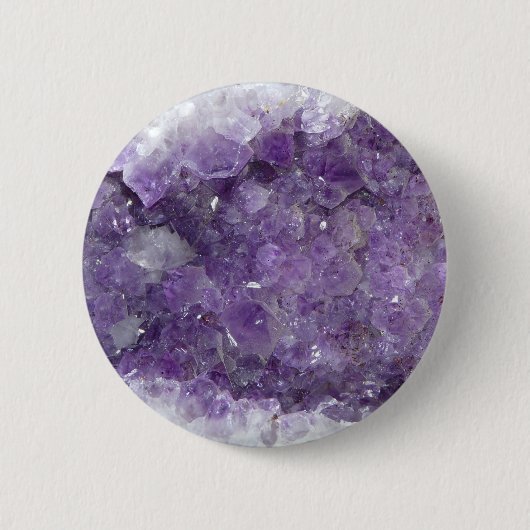 Amethyst Geode - Violet Crystal Gemstone Ronde Button 5,7 Cm (Voorkant)
