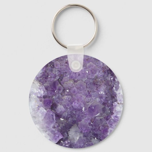 Amethyst Geode - Violet Crystal Gemstone Sleutelhanger (Voorkant)