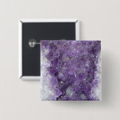 Amethyst Geode - Violet Crystal Gemstone Vierkante Button 5,1 Cm (Voorkant /achterkant)