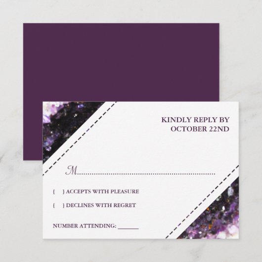 Amethyst Geode | Violet Wedding RSVP (Voorkant / Achterkant)
