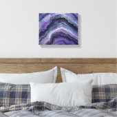Amethyst geode vloeistofgiet canvas afdruk (Insitu (Slaapkamer))