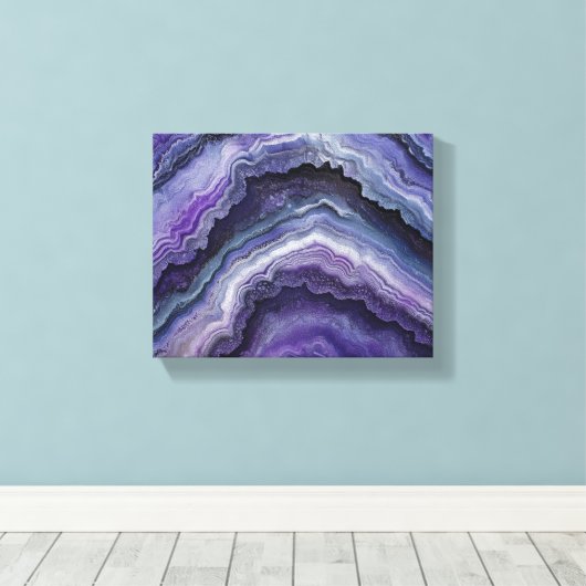 Amethyst geode vloeistofgiet canvas afdruk (Insitu (Houten vloer))