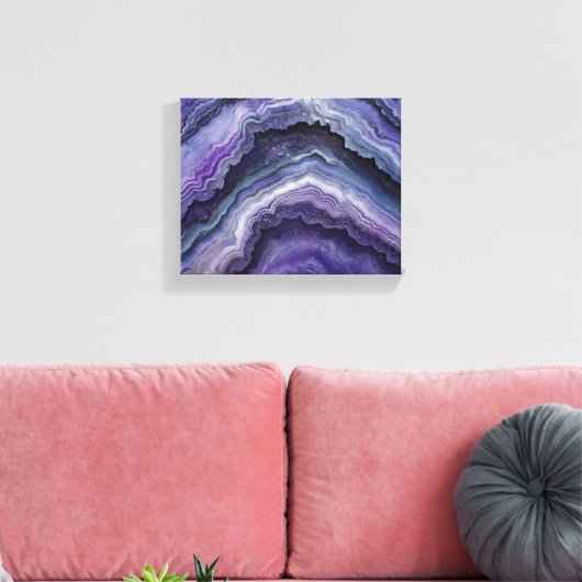 Amethyst geode vloeistofgiet canvas afdruk (Insitu (Woonkamer))