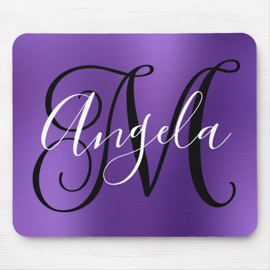 Amethyst gepersonaliseerde monogram muismat (Voorkant)