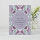 Amethyst Geschilderde Bladrijke Bruiloft Kaart (Staand voorkant)