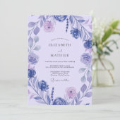Amethyst Geschilderde Bloemblad Bruiloft Kaart (Staand voorkant)