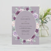 Amethyst Geschilderde Bloesem Bruiloft Kaart (Staand voorkant)