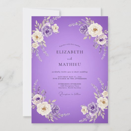 Amethyst Geschilderde Bruiloft Kaart (Voorkant)