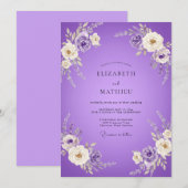 Amethyst Geschilderde Bruiloft Kaart (Voorkant / Achterkant)