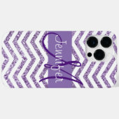 Amethyst Glitter Chevron Zwart en Wit Monogram Case-Mate iPhone Case (Achterkant (horizontaal))