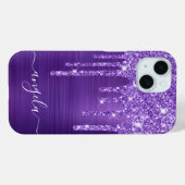 Amethyst Glitter Drips Glam Meisjesachtige Handtek Case-Mate iPhone Case (Achterkant (horizontaal))