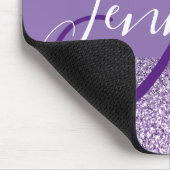 Amethyst Glitter Foto gepersonaliseerd Monogram Muismat (Hoek)