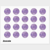 Amethyst Glitter Foto Naam en Initiaal Ronde Sticker (Vel)