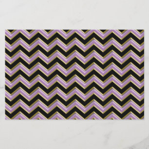 Amethyst Gold Black Zigzag Pattern Briefpapier