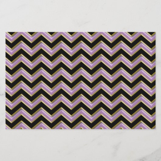Amethyst Gold Black Zigzag Pattern Briefpapier (Voorkant)