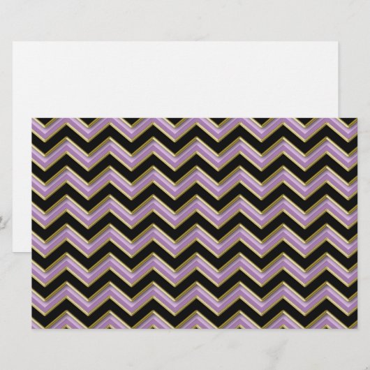 Amethyst Gold Black Zigzag Pattern Briefpapier (Voorkant / Achterkant)