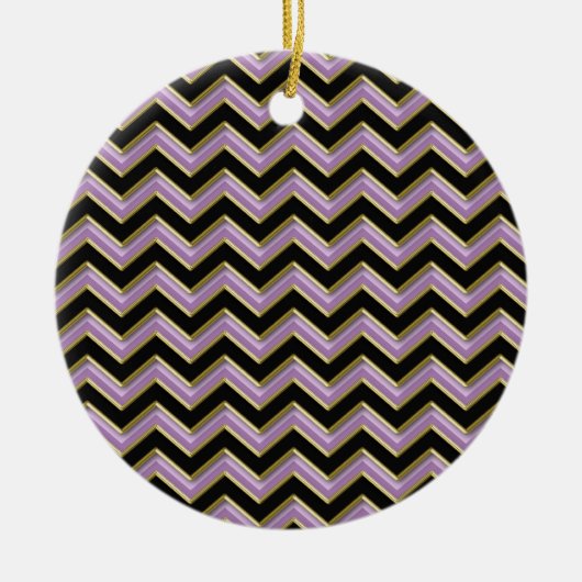Amethyst Gold Black Zigzag Pattern Keramisch Ornament (Voorkant)