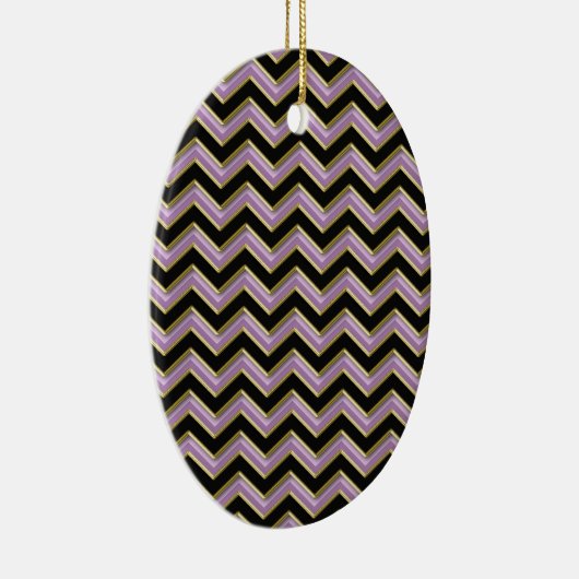 Amethyst Gold Black Zigzag Pattern Keramisch Ornament (Rechts)
