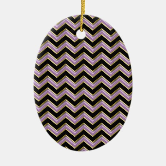 Amethyst Gold Black Zigzag Pattern Keramisch Ornament (Voorkant)