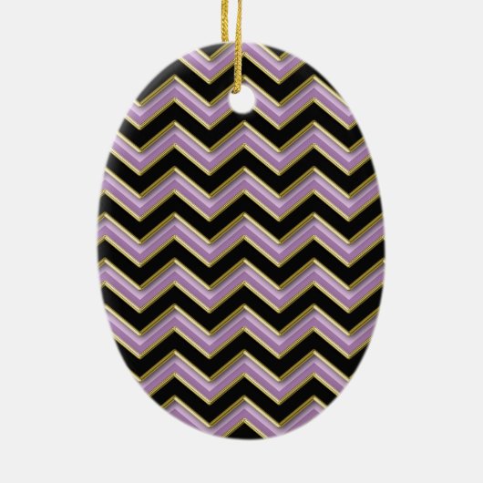 Amethyst Gold Black Zigzag Pattern Keramisch Ornament (Achterkant)