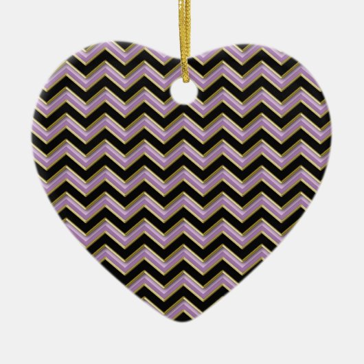Amethyst Gold Black Zigzag Pattern Keramisch Ornament (Voorkant)